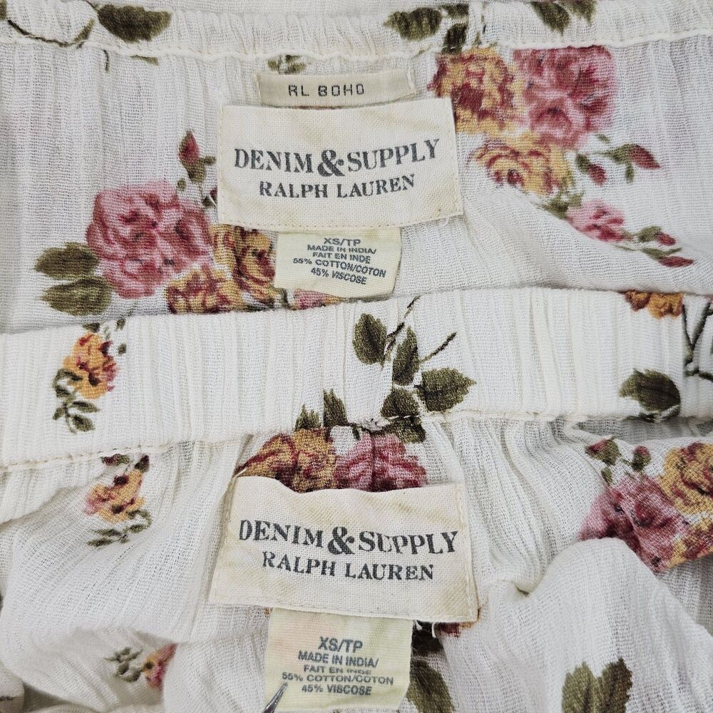 Denim & Supply Ralph Lauren Floral Peasant Blouse Tiered Maxi Skirt Boho Set XS - Picture 3 of 7